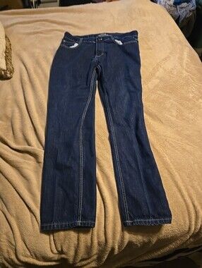 081926 Royal Linx Quilted Pockets Jeans Mens 38X32 Dark Wash Blue Street Classic
